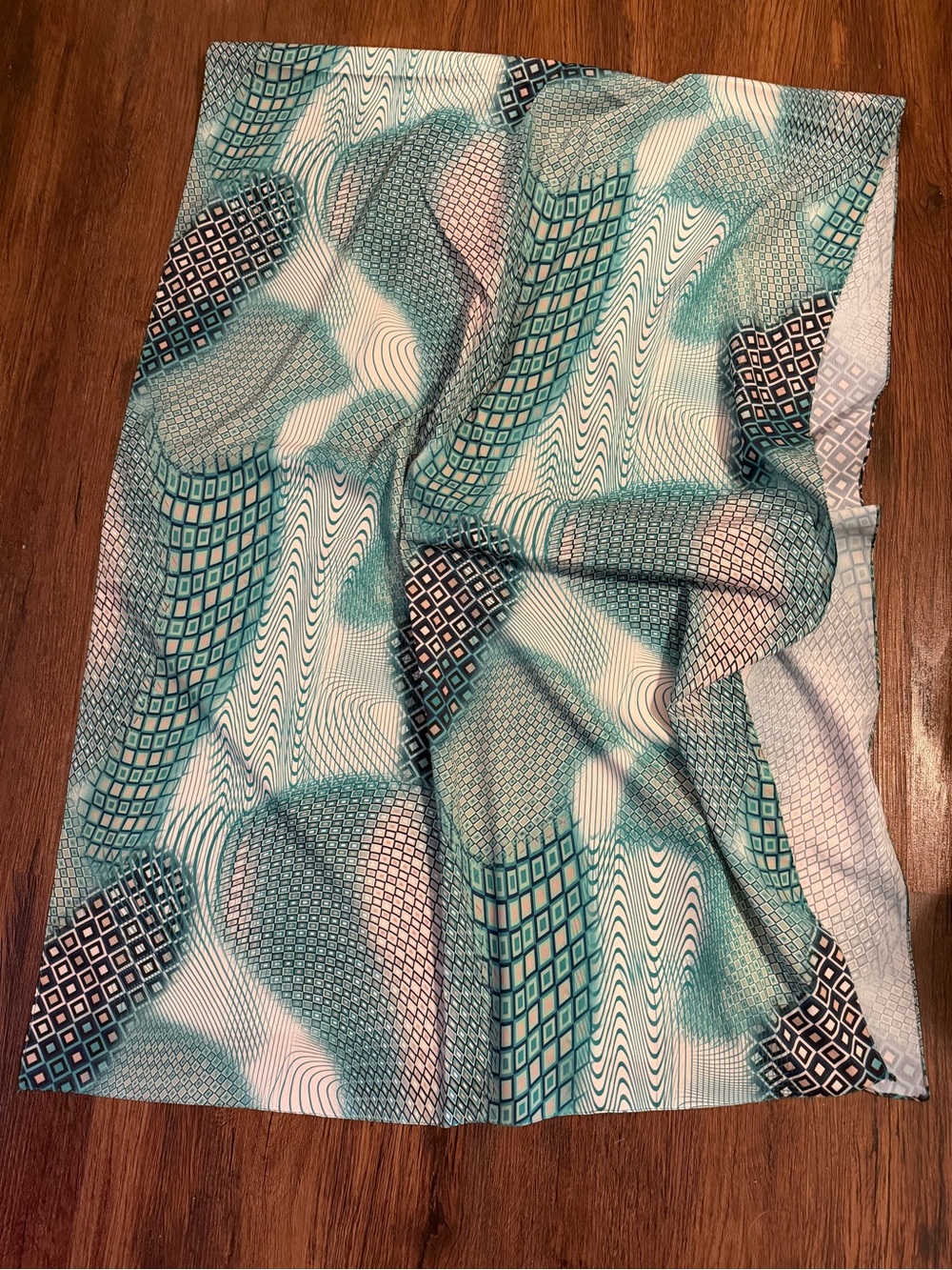 Abstract Geometric Print scarf  - Teal & Black Pattern